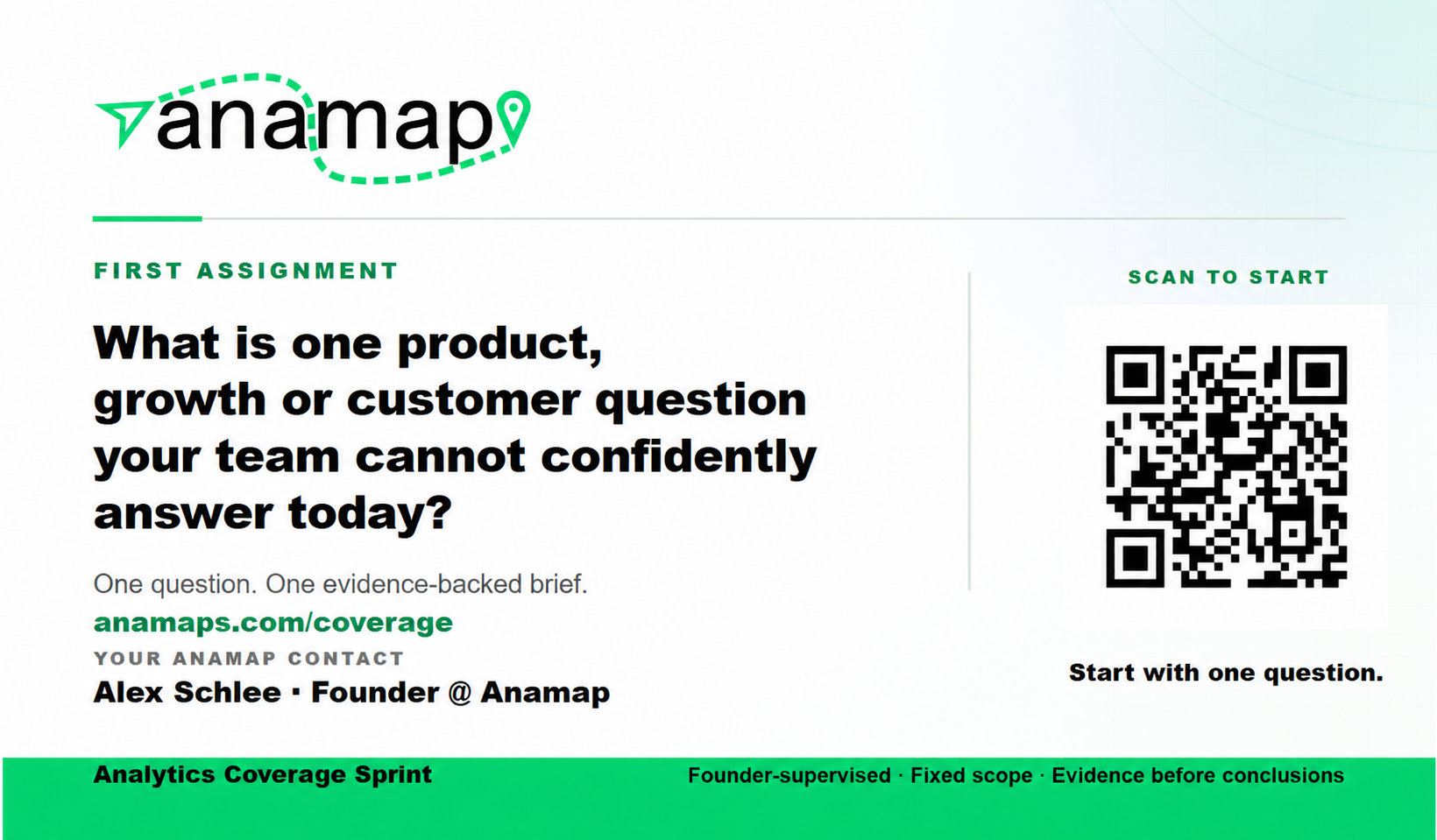 Cartos AI badge back with the first assignment and coverage QR code